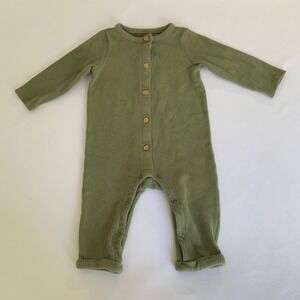 Cat Jack Baby Ribbed Long Sleeve Romper Jumpsuit Green Unisex 12 Month Snap Boho
